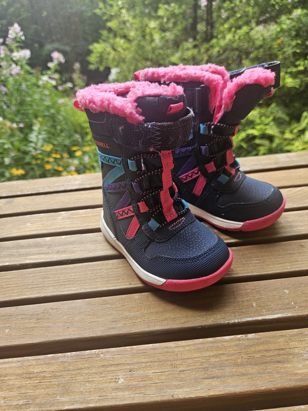 Merrell Kids Navy Blue Pink Waterproof Snow Boots